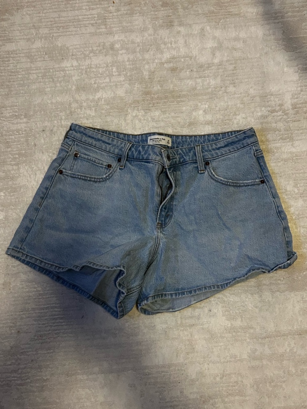 Abercrombie & Fitch Curve Love A-Line Mid Rise Light Blue Jean Shorts